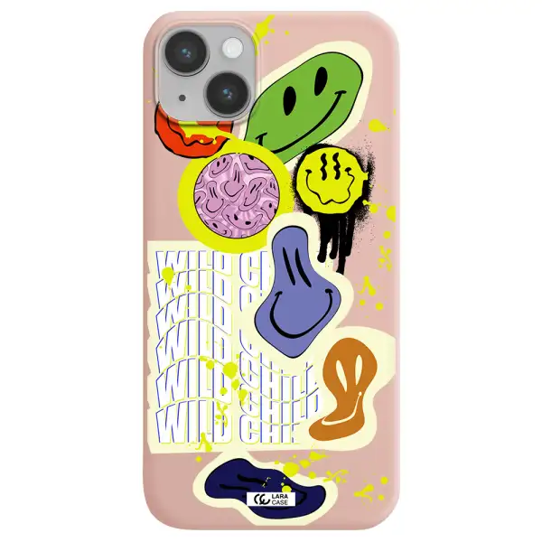 Colorful Emojis Apple iPhone 14 Silicone pastel pink Case