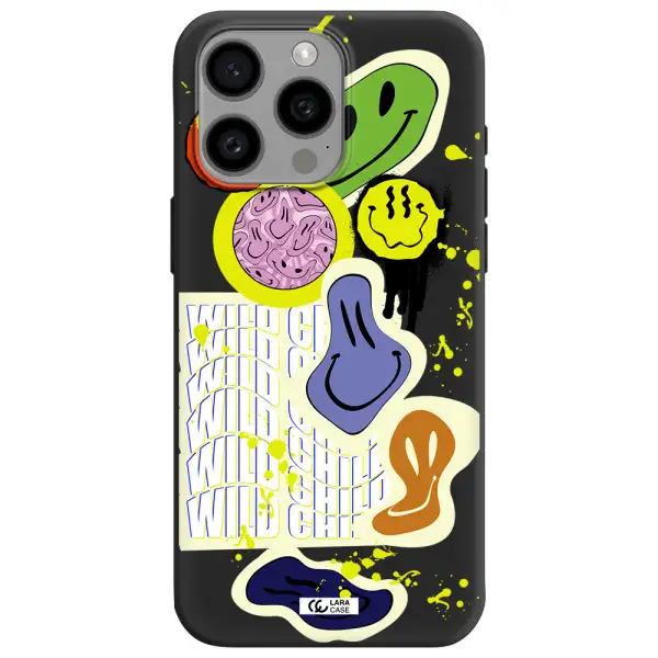 Colorful Emojis Apple Iphone 15 Pro max Silicone black Case