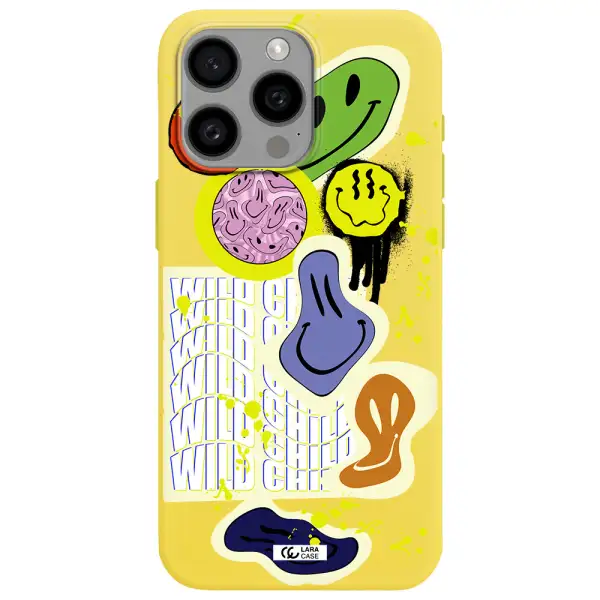 Colorful Emojis Apple Iphone 15 Pro max Silicone canary yellow Case