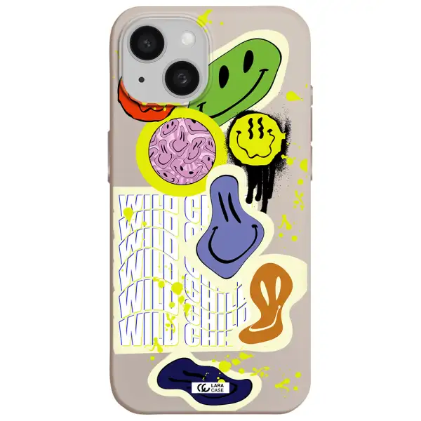 Colorful Emojis Apple iPhone 15 Silicone Stone Case