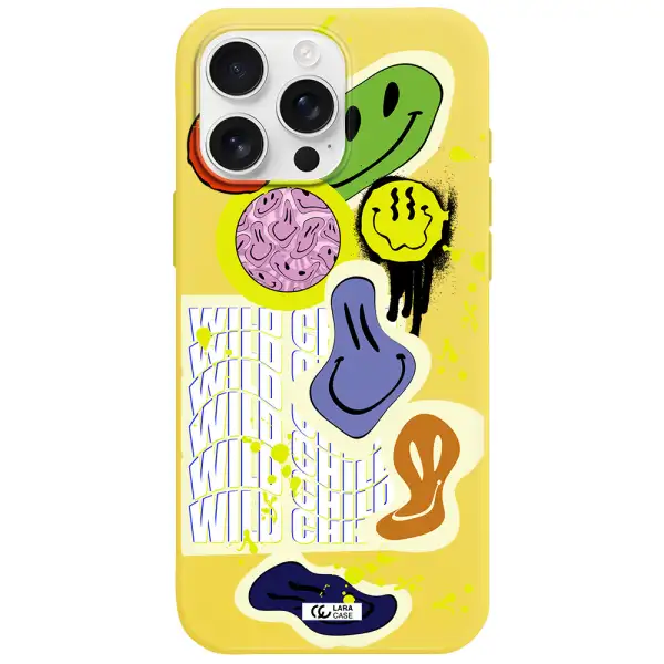 Colorful Emojis Apple Iphone 16 Pro Max Silicone Canary Yellow Case