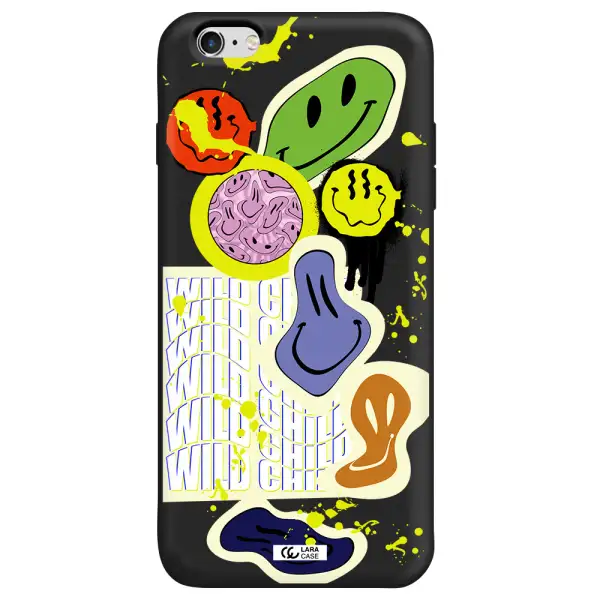 Colorful Emojis Apple iPhone 6 plus Silicone black Case