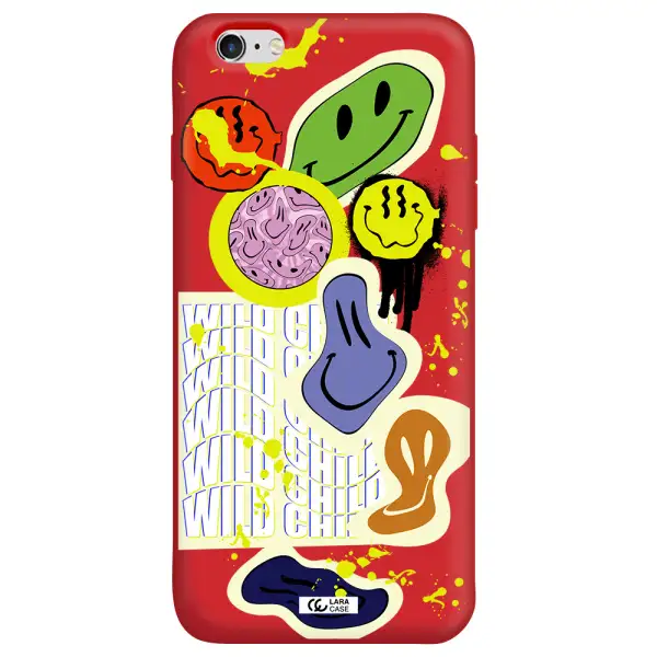 Colorful Emojis Apple iPhone 6 s plus Silicone Imperial Red Case