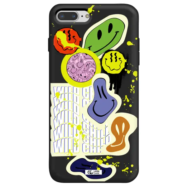 Colorful Emojis Apple iPhone 7 plus Silicone black Case