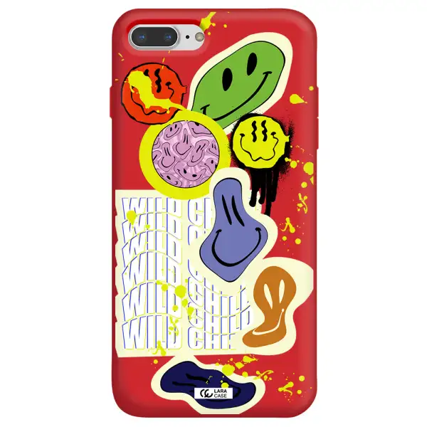 Colorful Emojis Apple iPhone 7 plus Silicone Imperial Red Case