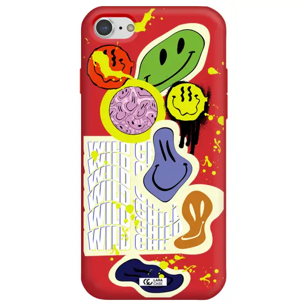 Colorful Emojis Apple iPhone 8 Silicone Imperial Red Case