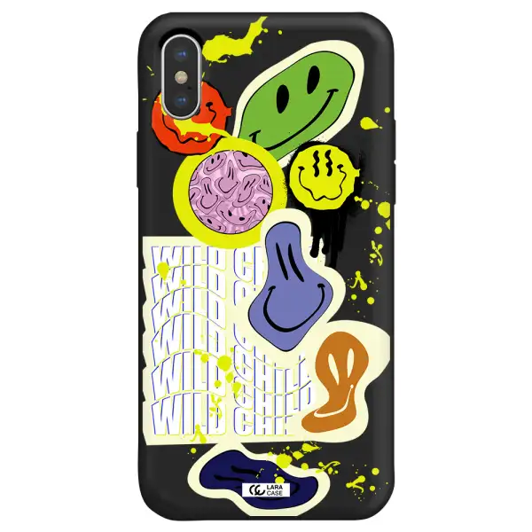 Colorful Emojis Apple iPhone X Silicone black Case