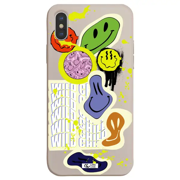 Colorful Emojis Apple iPhone XS Silicone Stone Case