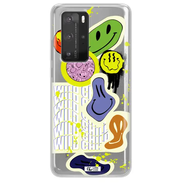 Colorful Emojis Huawei P40 Pro Clear TPU Case