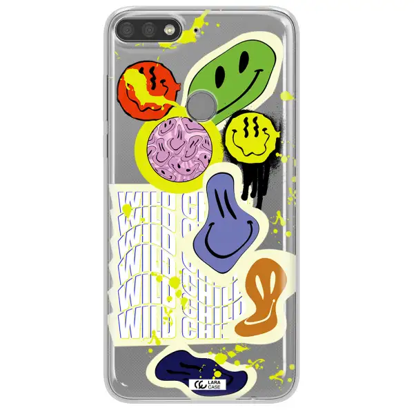 Colorful Emojis Huawei Y7 Prime 2018 Clear TPU Case