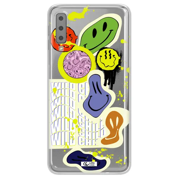 Colorful Emojis Samsung A7 2018 Clear TPU Case