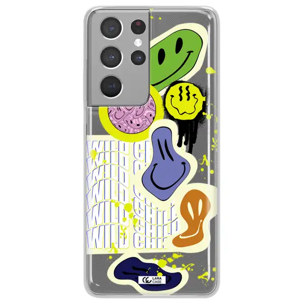 Colorful Emojis Samsung S21 Ultra Clear TPU Case
