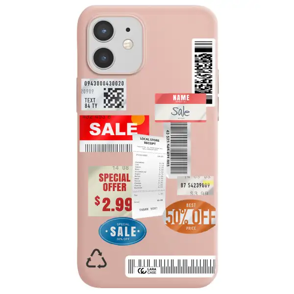 Sale Stickers Apple iPhone 12 mini Silicone pastel pink Case