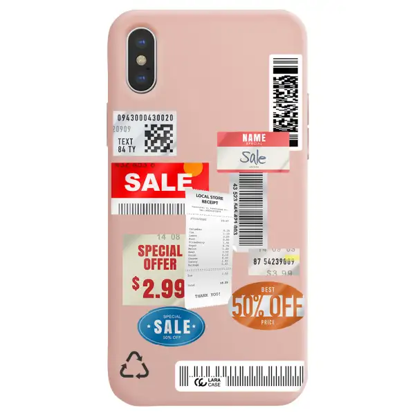 Sale Stickers Apple iPhone X Silicone pastel pink Case