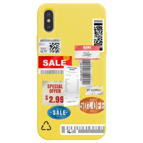 Sale Stickers Apple iPhone XS Silicone canary yellow Case