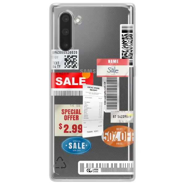 Sale Stickers Samsung Note 10 Clear TPU Case