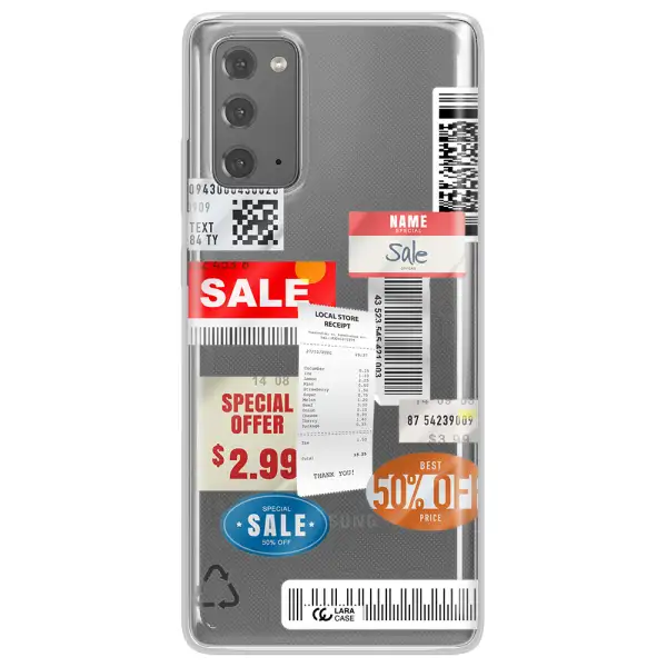 Sale Stickers Samsung Note 20 Clear TPU Case