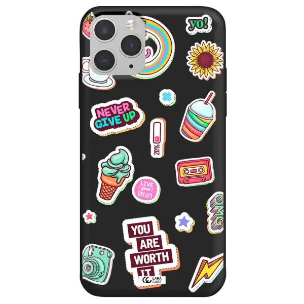 Summer Stickers Apple iPhone 11 pro max Silicone black Case