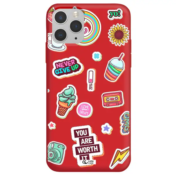 Summer Stickers Apple iPhone 11 pro max Silicone Imperial Red Case