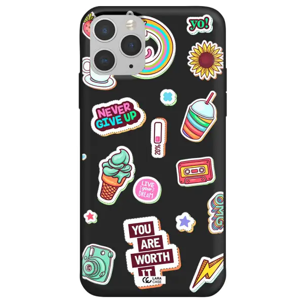Summer Stickers Apple iPhone 11 pro Silicone black Case