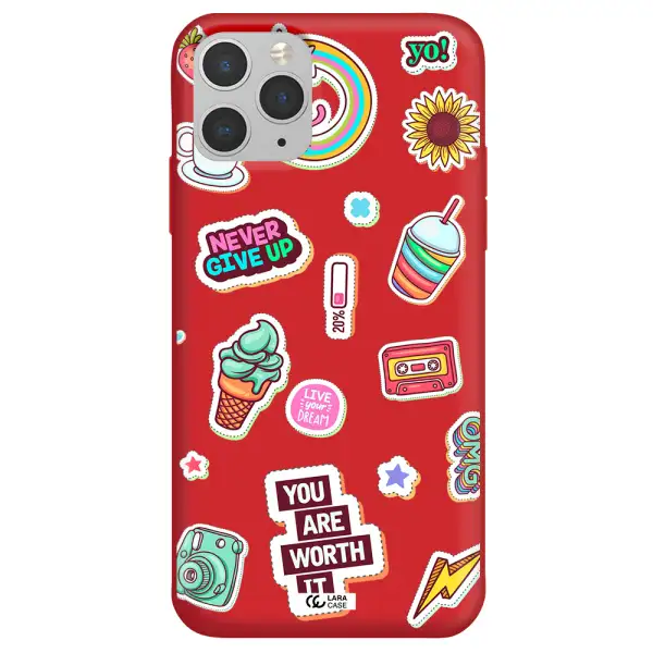 Summer Stickers Apple iPhone 11 pro Silicone Imperial Red Case