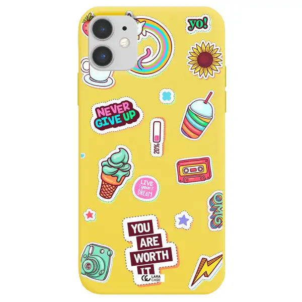 Summer Stickers Apple iPhone 11 Silicone canary yellow Case