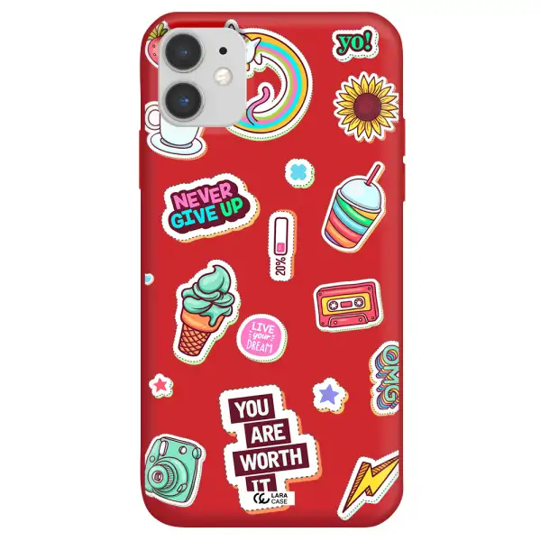 Summer Stickers Apple iPhone 11 Silicone Imperial Red Case