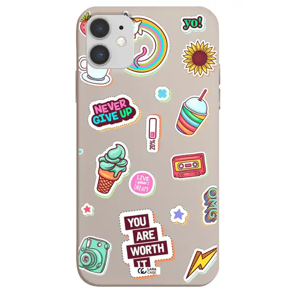 Summer Stickers Apple iPhone 11 Silicone Stone Case