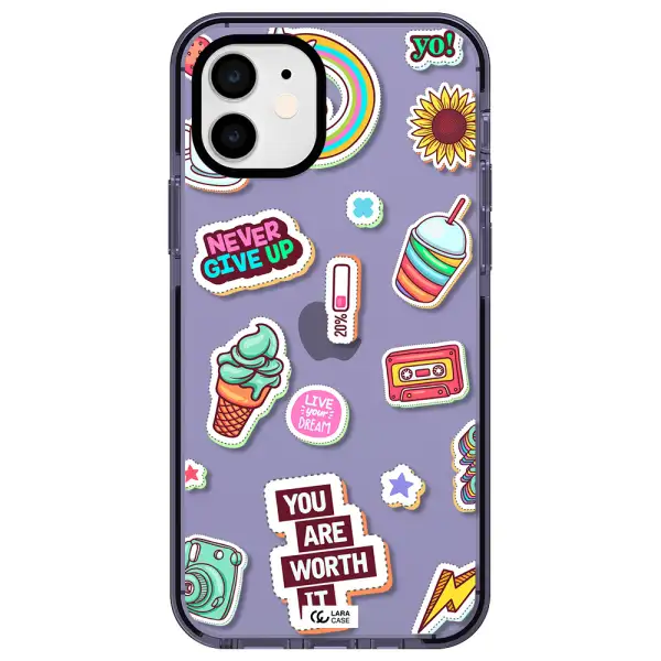 Summer Stickers Apple iPhone 12 impact Lilac Case