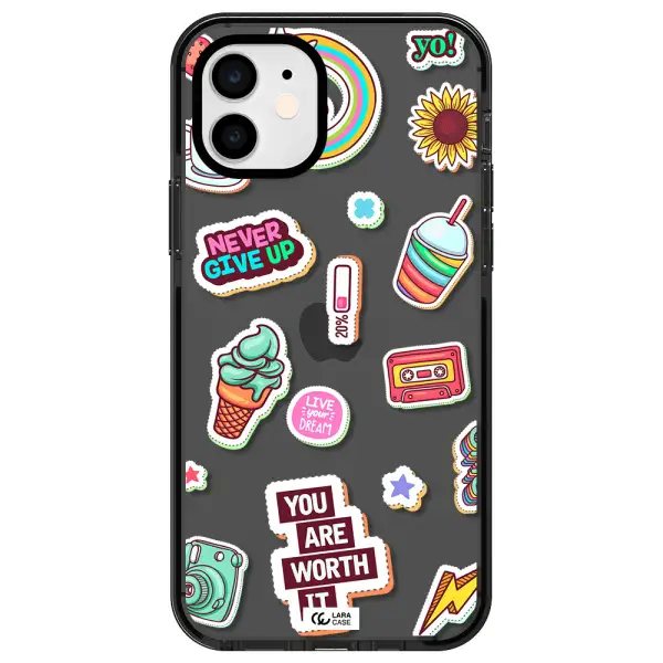 Summer Stickers Apple iPhone 12 impact Smoke Black Case