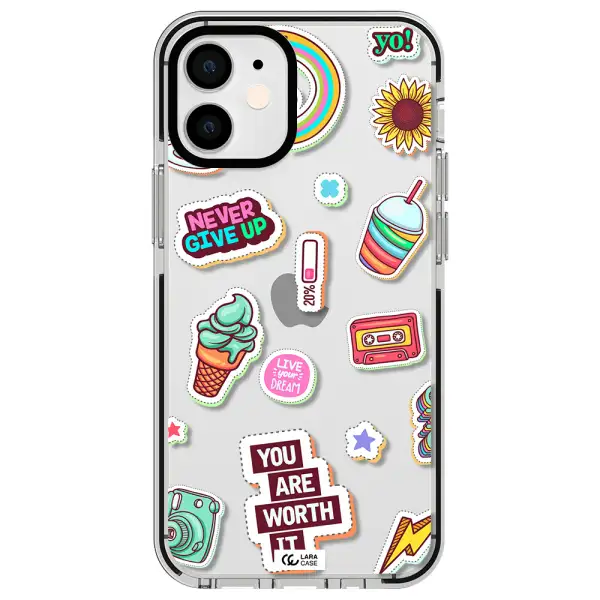 Summer Stickers Apple iPhone 12 mini impact black border Case