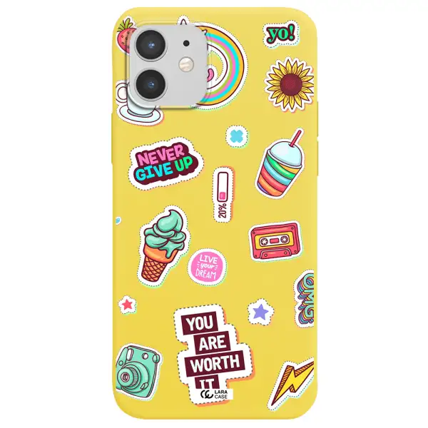 Summer Stickers Apple iPhone 12 mini Silicone canary yellow Case