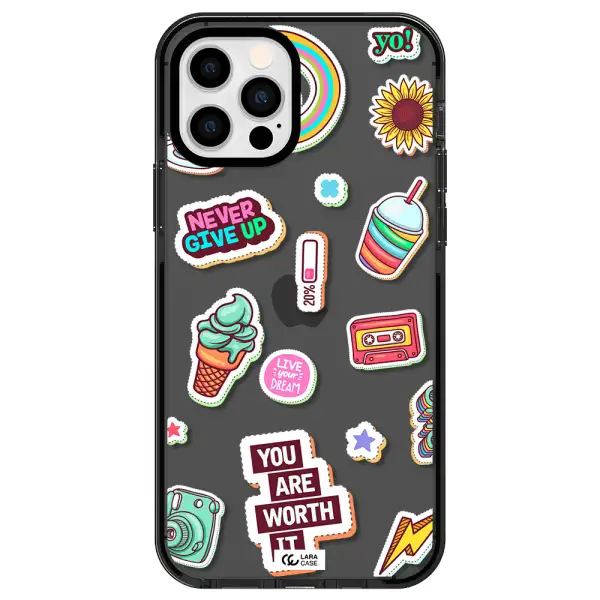Summer Stickers Apple iPhone 12 pro impact Smoke Black Case