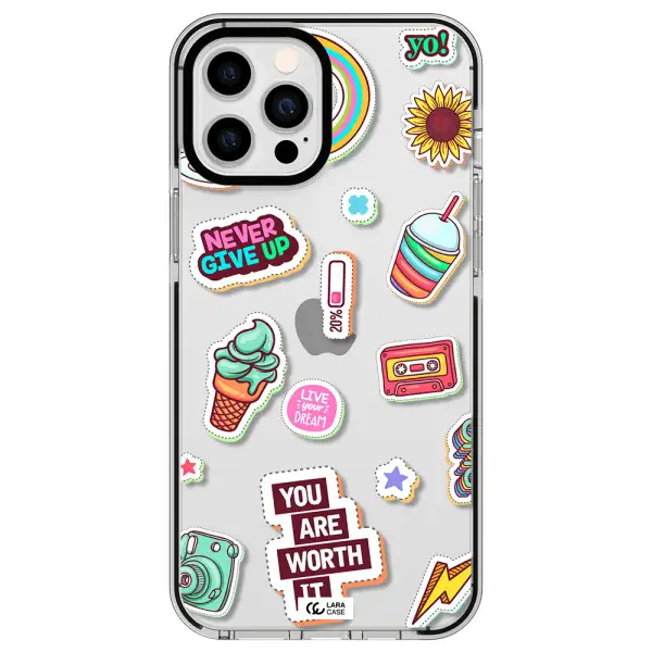 Summer Stickers Apple iPhone 12 pro max impact black border Case