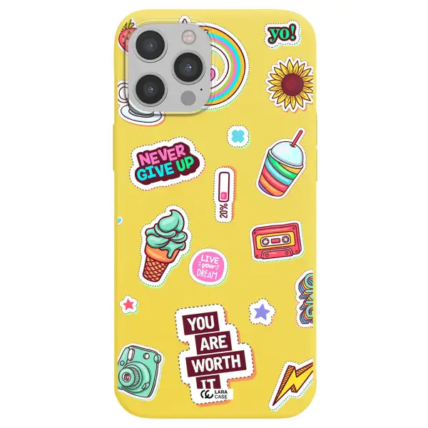 Summer Stickers Apple iPhone 12 pro max Silicone canary yellow Case
