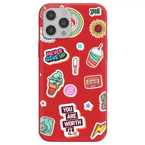 Summer Stickers Apple iPhone 12 pro Silicone Imperial Red Case