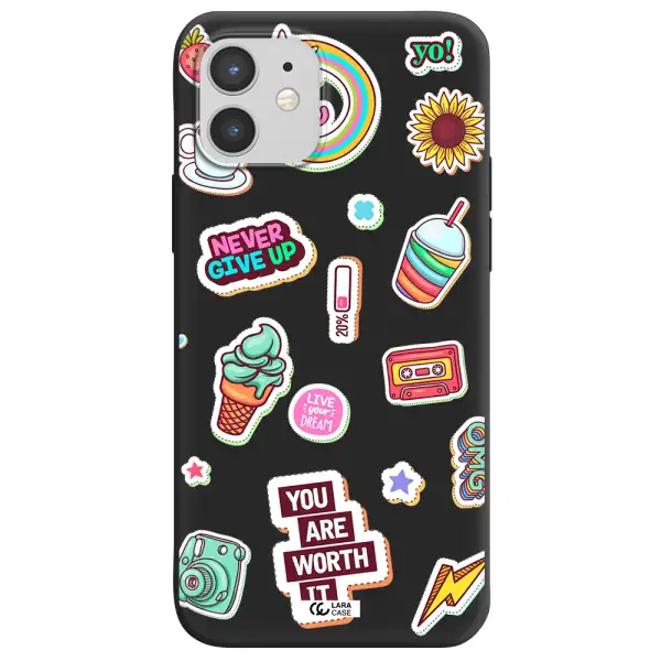 Summer Stickers Apple iPhone 12 Silicone black Case