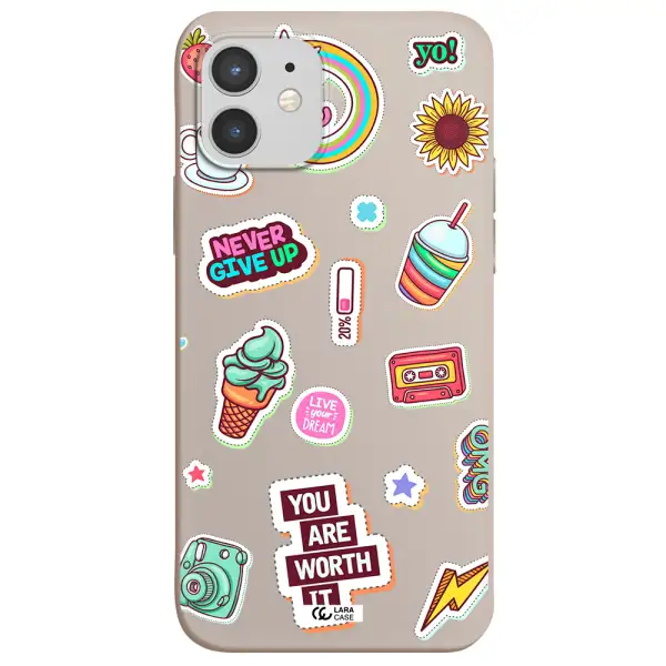Summer Stickers Apple iPhone 12 Silicone Stone Case