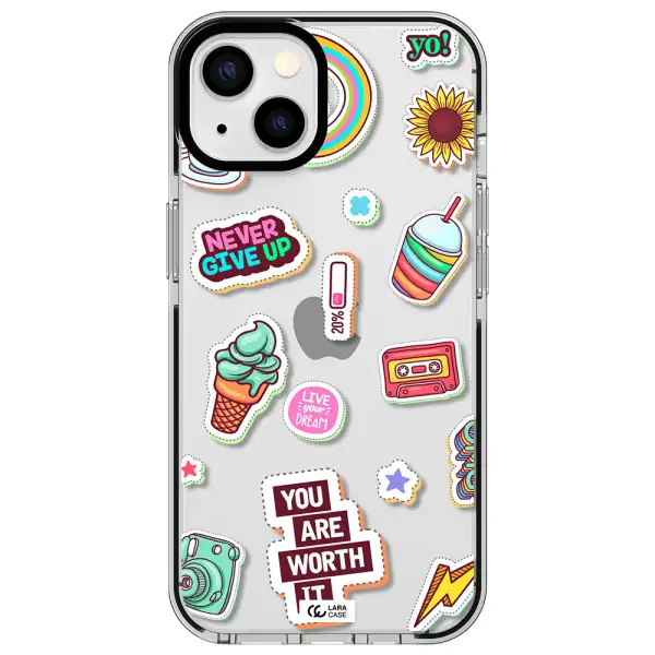 Summer Stickers Apple iPhone 13 impact black border Case