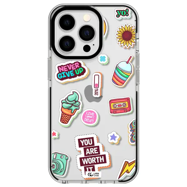 Summer Stickers Apple iPhone 13 Pro impact black border Case