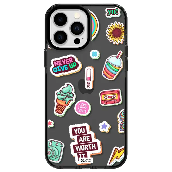 Summer Stickers Apple iPhone 13 Pro Max impact Smoke Black Case