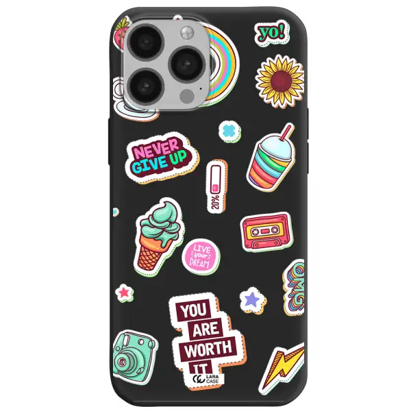 Summer Stickers Apple iPhone 13 Pro Max Silicone black Case
