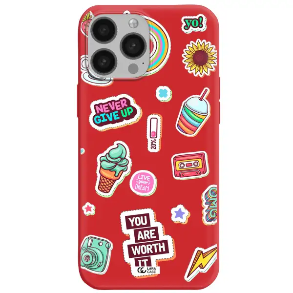 Summer Stickers Apple iPhone 13 Pro Max Silicone Imperial Red Case