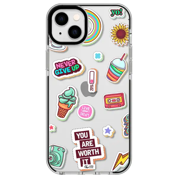 Summer Stickers Apple iPhone 14 plus impact black border Case