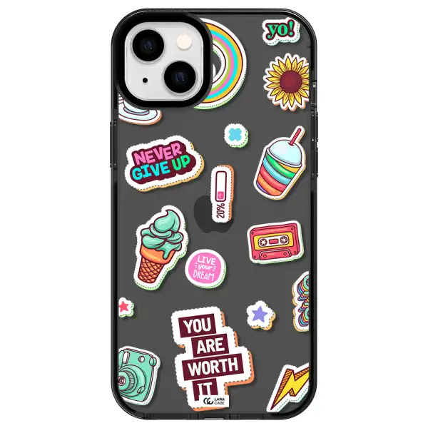 Summer Stickers Apple iPhone 14 plus impact Smoke Black Case