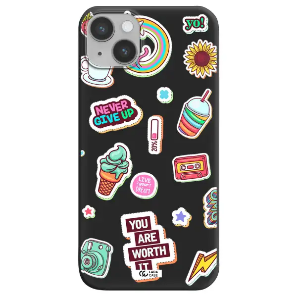 Summer Stickers Apple iPhone 14 plus Silicone black Case