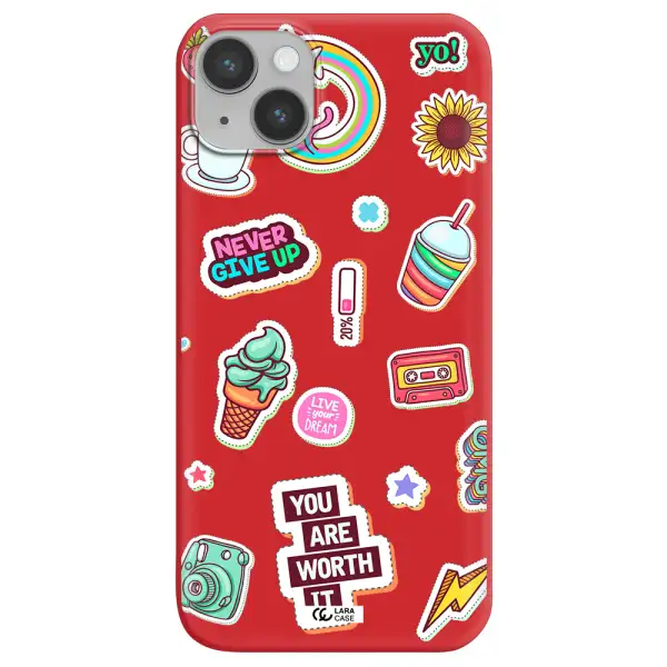 Summer Stickers Apple iPhone 14 plus Silicone Imperial Red Case