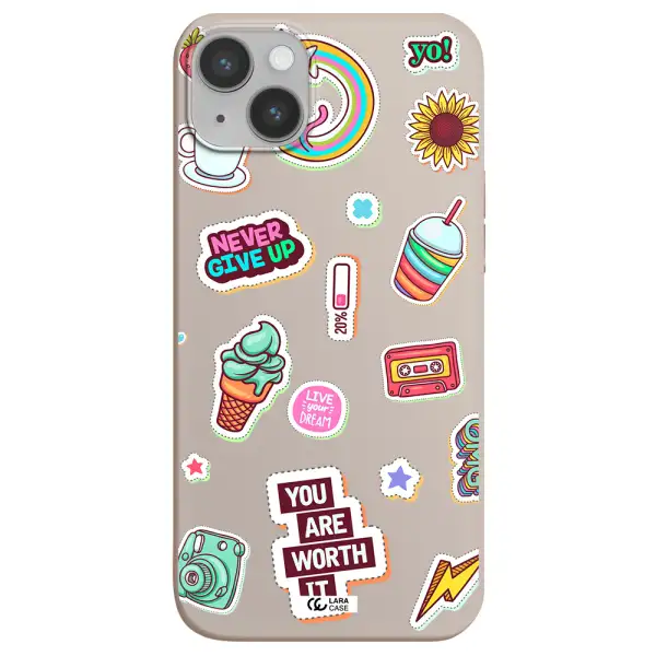 Summer Stickers Apple iPhone 14 plus Silicone Stone Case