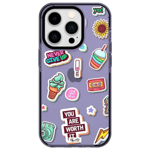 Summer Stickers Apple iPhone 14 pro impact Lilac Case