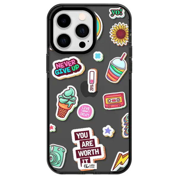 Summer Stickers Apple iPhone 14 pro max impact Smoke Black Case